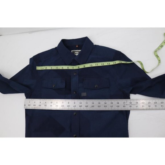 NWT G-Star RAW Shirt Mens Small Landoh Long Sleeve Button Up Dark Blue geometric - Picture 15 of 16